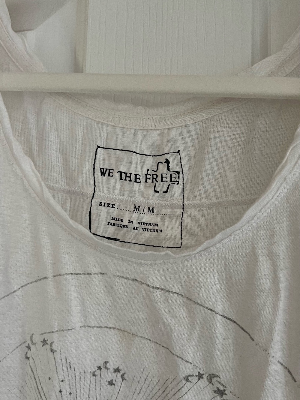Pre❤️ Free People White Graphic Asymmetrical Tank - Medium - Picture 2 of 3